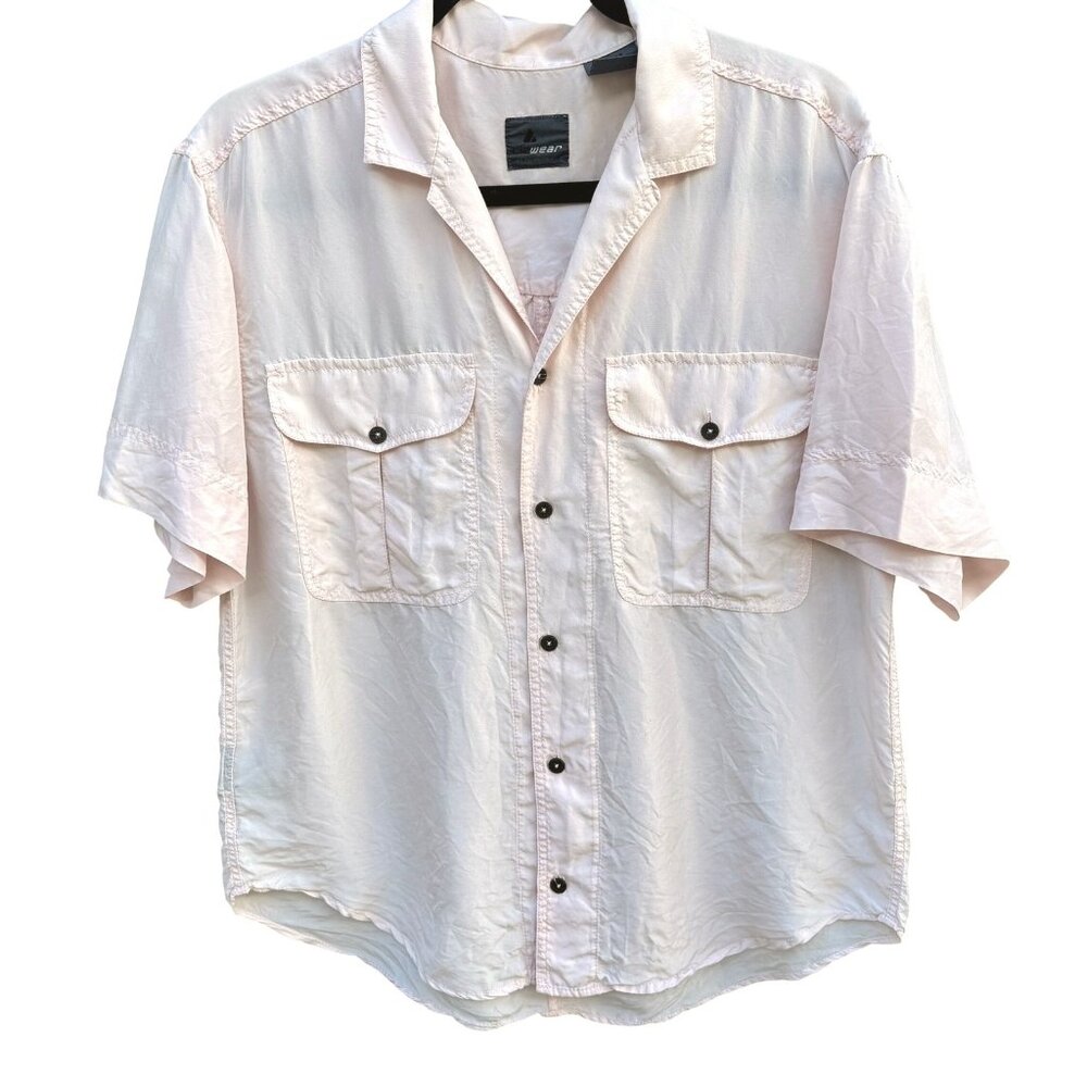 Lizwear Vintage 80s Coquette Pastel Pink 100% Silk Balletcore Safari Shirt S